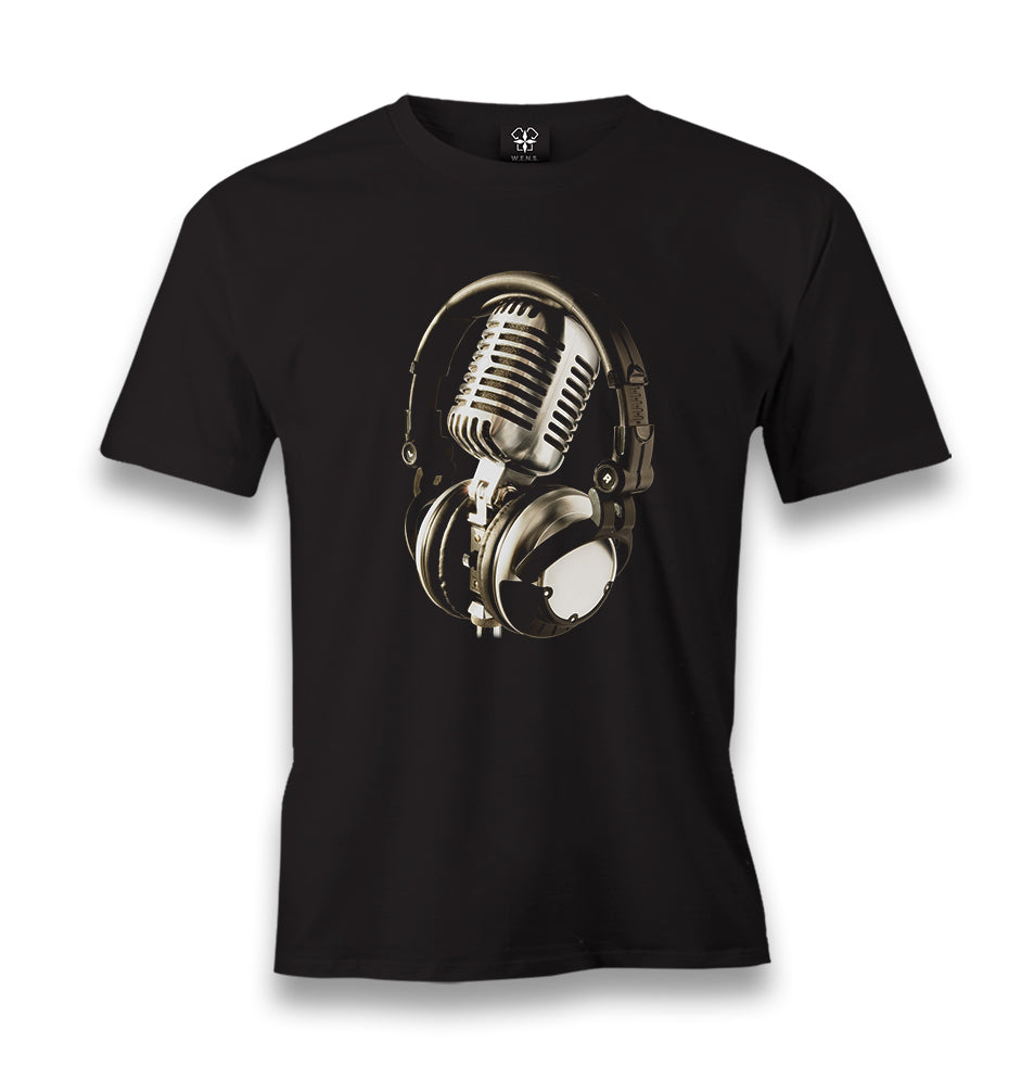 Microphone and Headphone Men's Black Tshirt - Premium  from W.E.N.S. WIND - Just 6490! Shop now at W.E.N.S. WIND