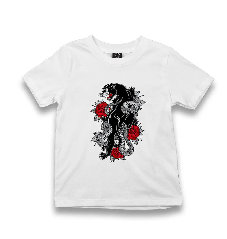 Tattoo - Black Panther & Roses Kid's White Tshirt - Premium  from W.E.N.S. WIND - Just 5990! Shop now at W.E.N.S. WIND