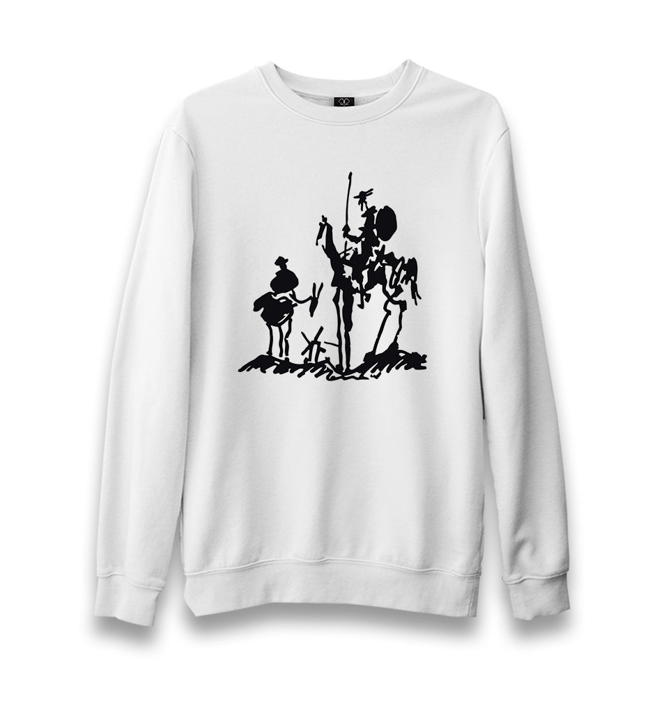 Picasso - Don Quijote Unisex White Sweatshirt - Premium  from W.E.N.S. WIND - Just 10990! Shop now at W.E.N.S. WIND