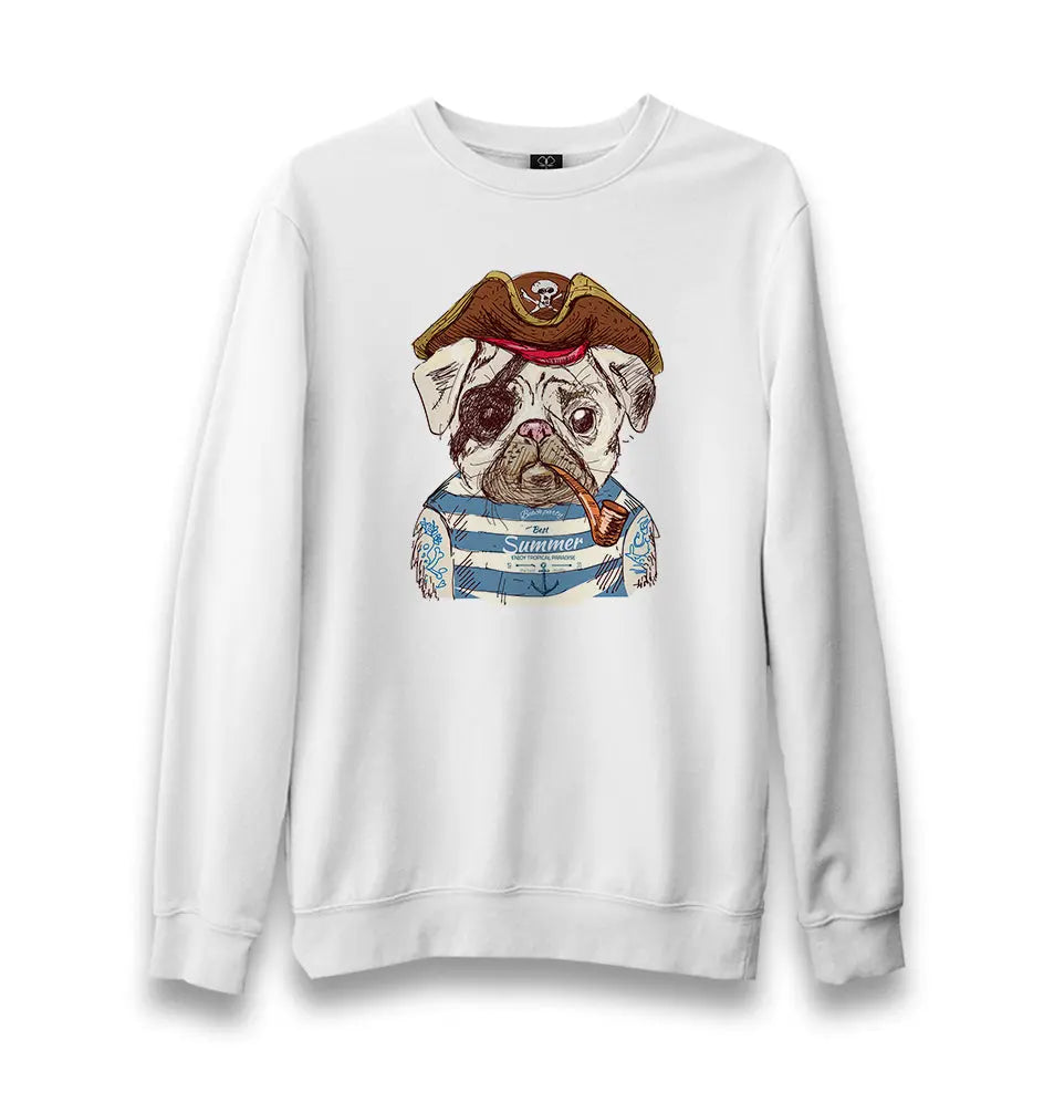 Dog - Pirate Unisex White Sweatshirt - Premium  from W.E.N.S. WIND - Just 10990! Shop now at W.E.N.S. WIND