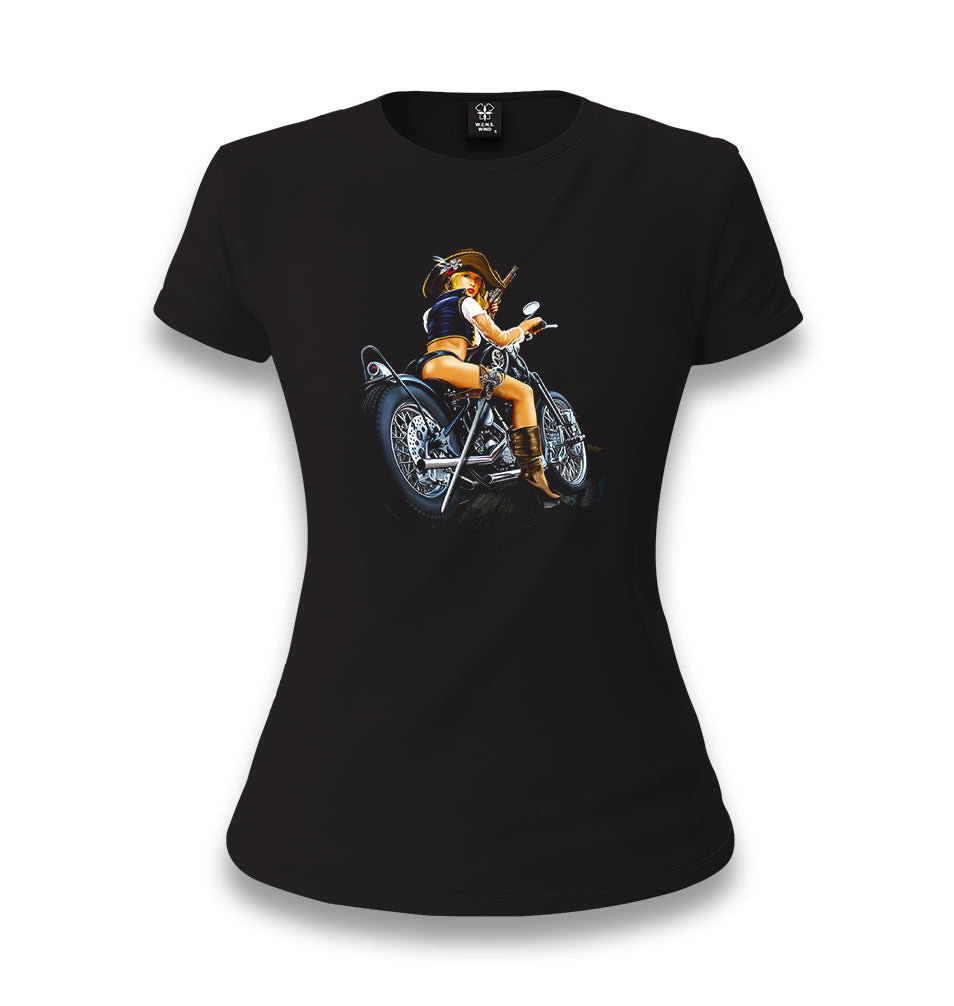 Motorcycle - Biker Girl Women's Black T-shirt - Premium  from W.E.N.S. WIND - Just 6490! Shop now at W.E.N.S. WIND