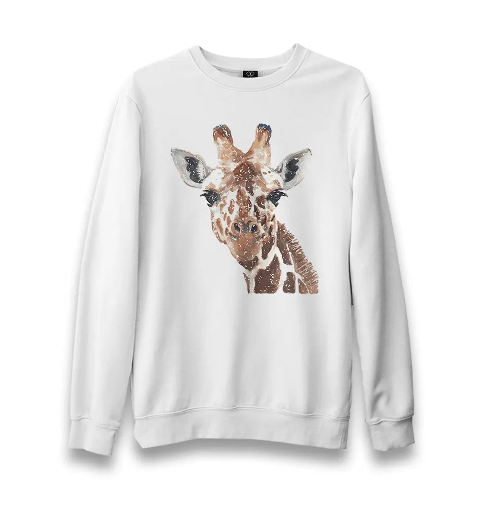 Giraffe - Face Unisex White Sweatshirt - Premium  from W.E.N.S. WIND - Just 10990! Shop now at W.E.N.S. WIND