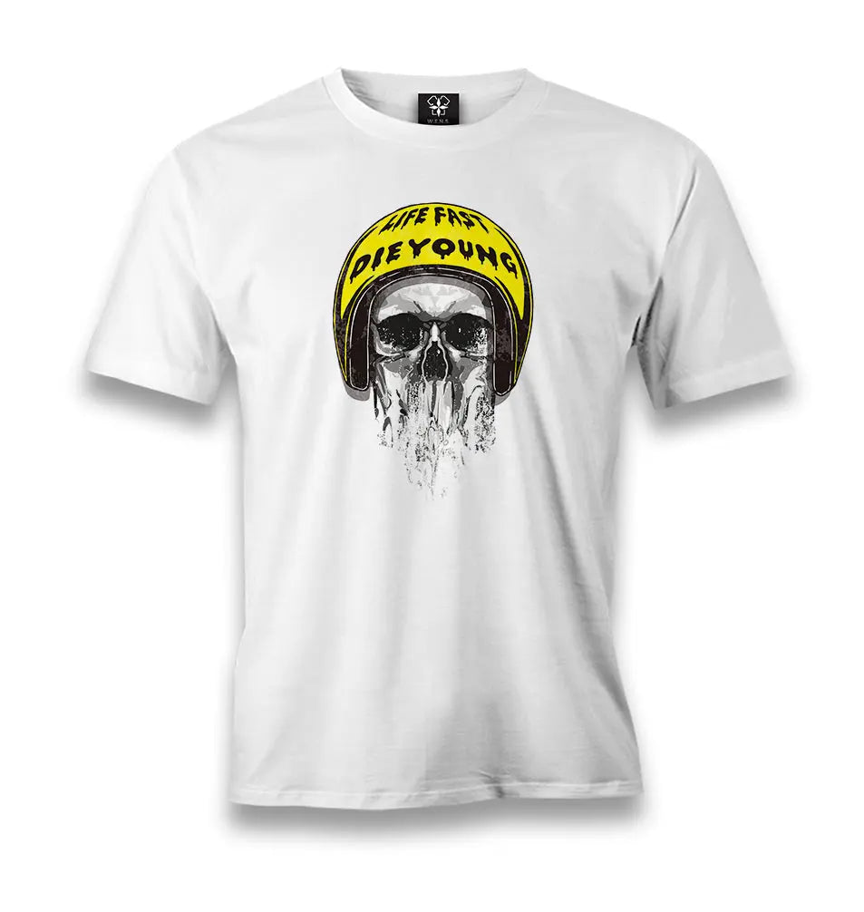 Skull - Helmet Men's White Tshirt - Premium  from W.E.N.S. WIND - Just 6490! Shop now at W.E.N.S. WIND