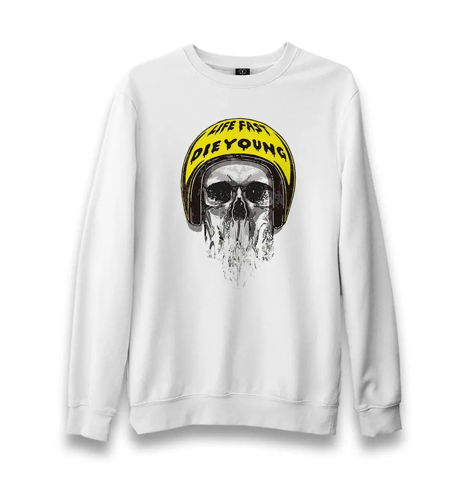 Skull - Helmet Unisex White Sweatshirt - Premium  from W.E.N.S. WIND - Just 10990! Shop now at W.E.N.S. WIND