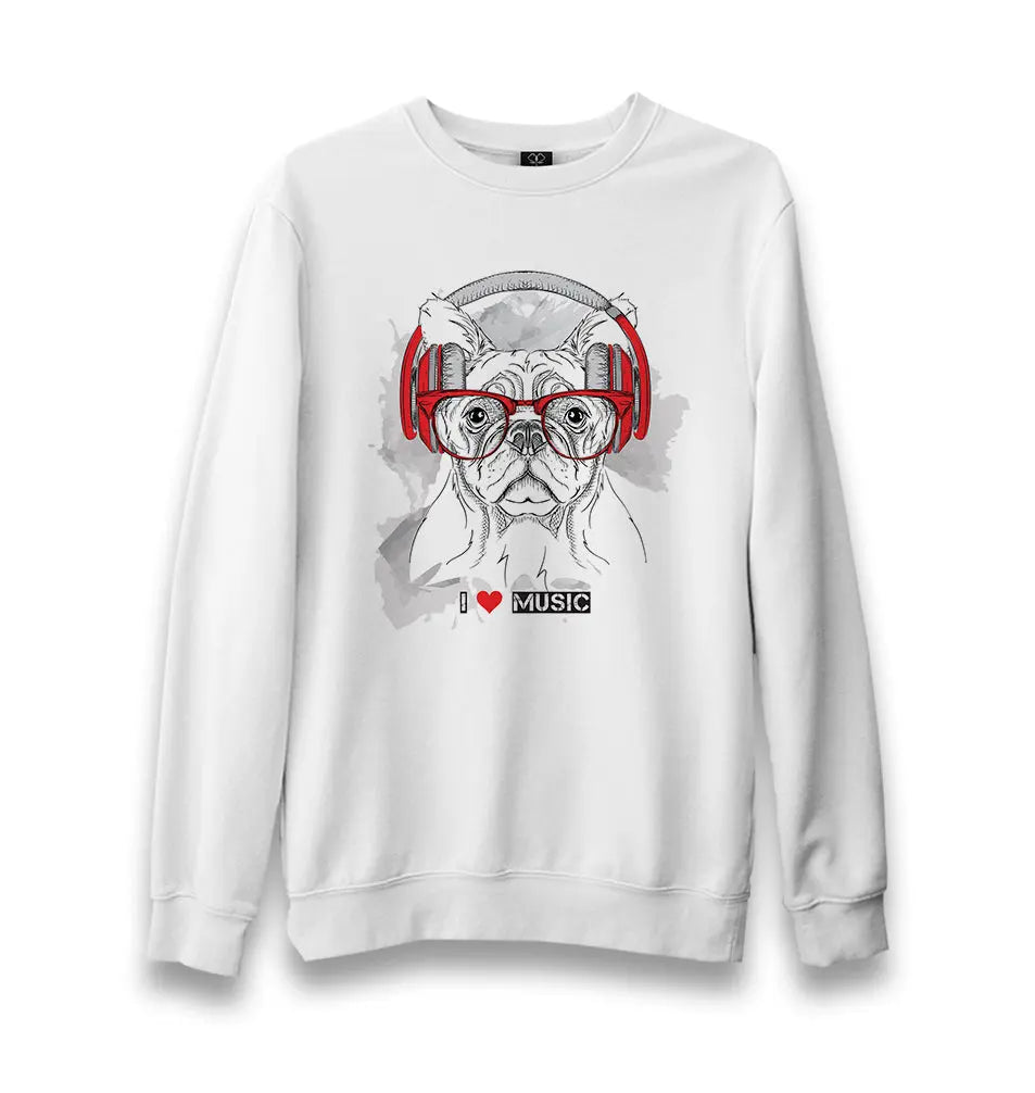 Dog - Music Unisex White Sweatshirt - Premium  from W.E.N.S. WIND - Just 10990! Shop now at W.E.N.S. WIND