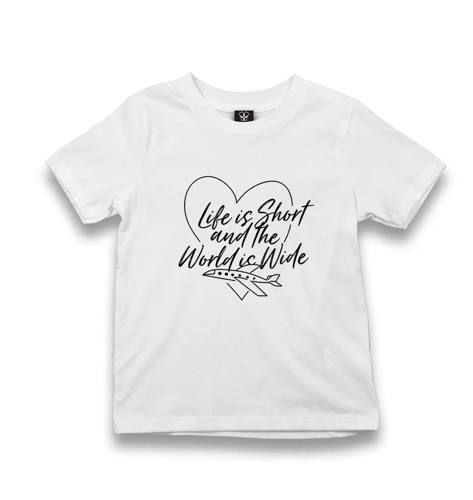 Life Is Short and The World is Wide Kid's White Tshirt - Premium  from W.E.N.S. WIND - Just 5990! Shop now at W.E.N.S. WIND