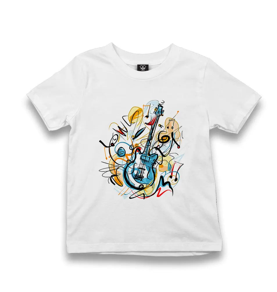 Guitar - Kandinsky Kid's White Tshirt - Premium  from W.E.N.S. WIND - Just 5990! Shop now at W.E.N.S. WIND