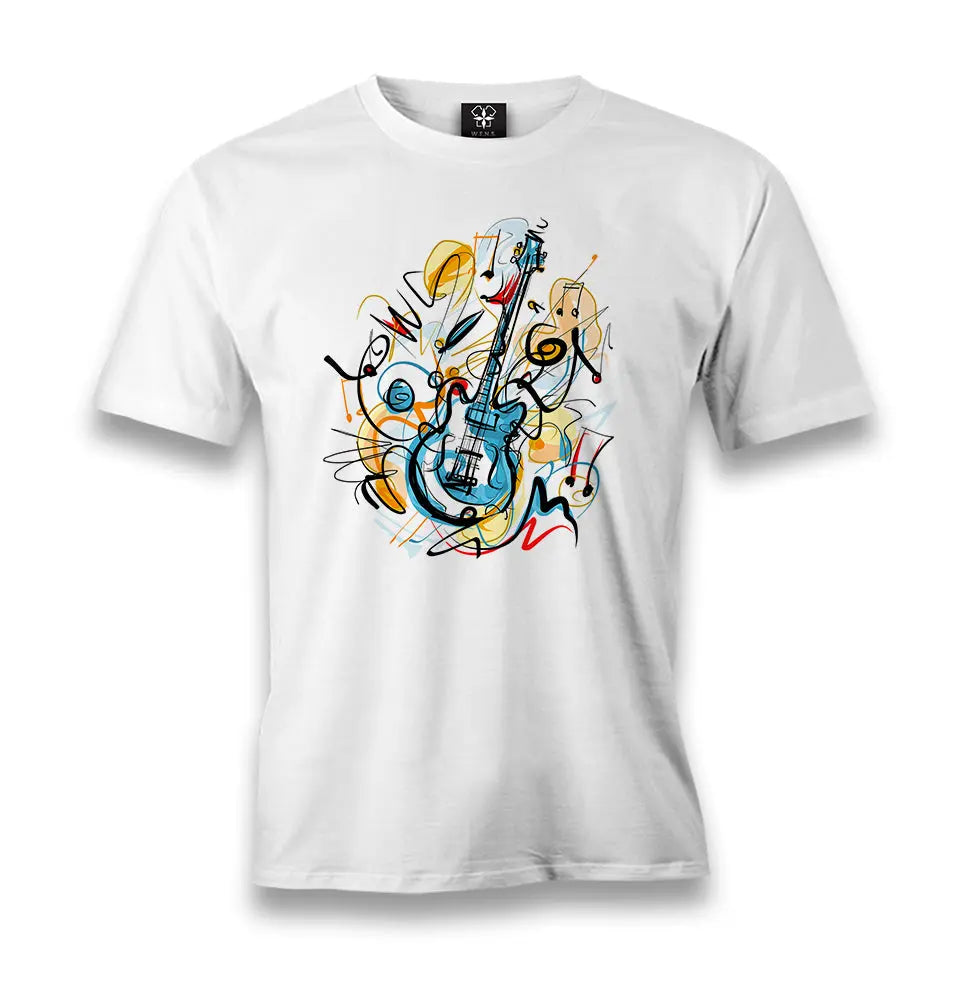 Guitar - Kandinsky Men's White Tshirt - Premium  from W.E.N.S. WIND - Just 6490! Shop now at W.E.N.S. WIND