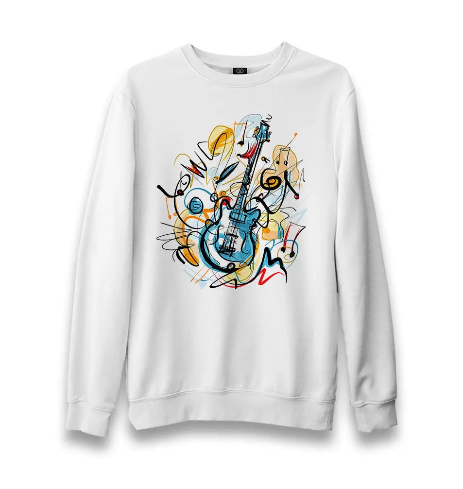 Guitar - Kandinsky Unisex White Sweatshirt - Premium  from W.E.N.S. WIND - Just 10990! Shop now at W.E.N.S. WIND