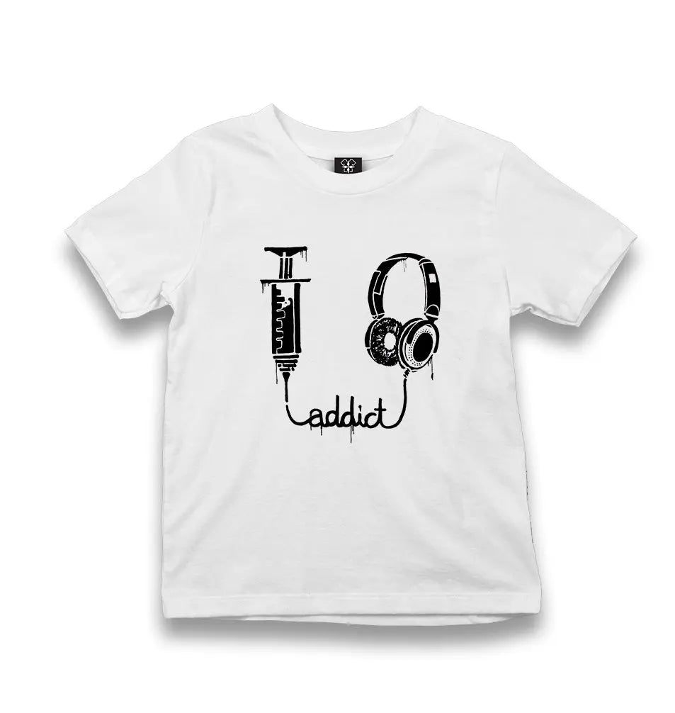 Music - Addict Kid's White Tshirt - Premium  from W.E.N.S. WIND - Just 5990! Shop now at W.E.N.S. WIND