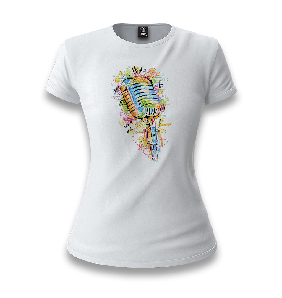 Microphone - Notes White Women T-shirt - Premium  from W.E.N.S. WIND - Just 6490! Shop now at W.E.N.S. WIND