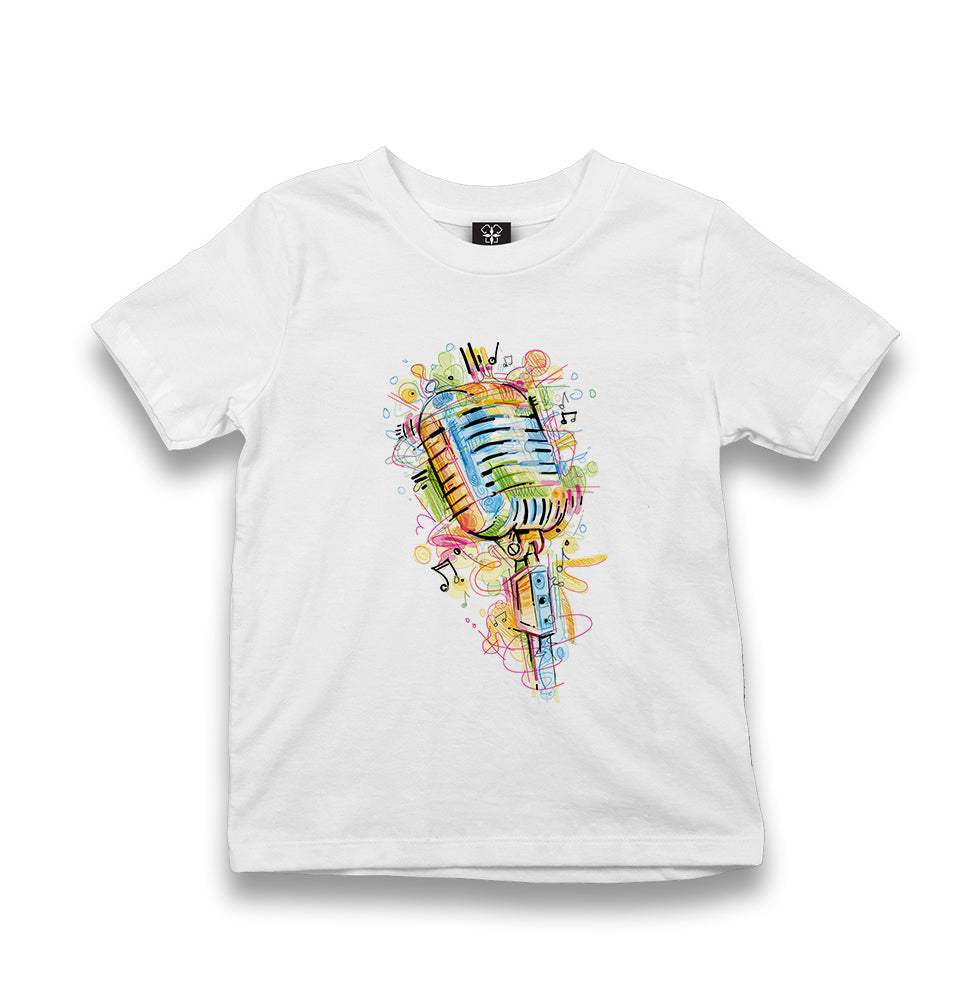 Microphone - Notes Kid's White Tshirt - Premium  from W.E.N.S. WIND - Just 5990! Shop now at W.E.N.S. WIND