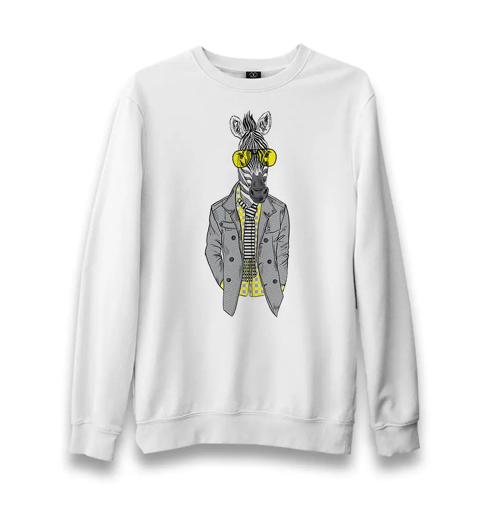Zebra - Suit Unisex White Sweatshirt - Premium  from W.E.N.S. WIND - Just 10990! Shop now at W.E.N.S. WIND