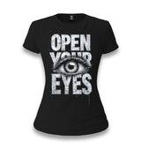Open Your Eyes Women's Black T-shirt