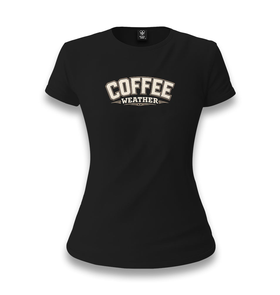 Coffee Weather Women's Black T-shirt Graphic Print