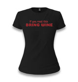 If You Read This Bring Wine Women's Black T-shirt Graphic Print