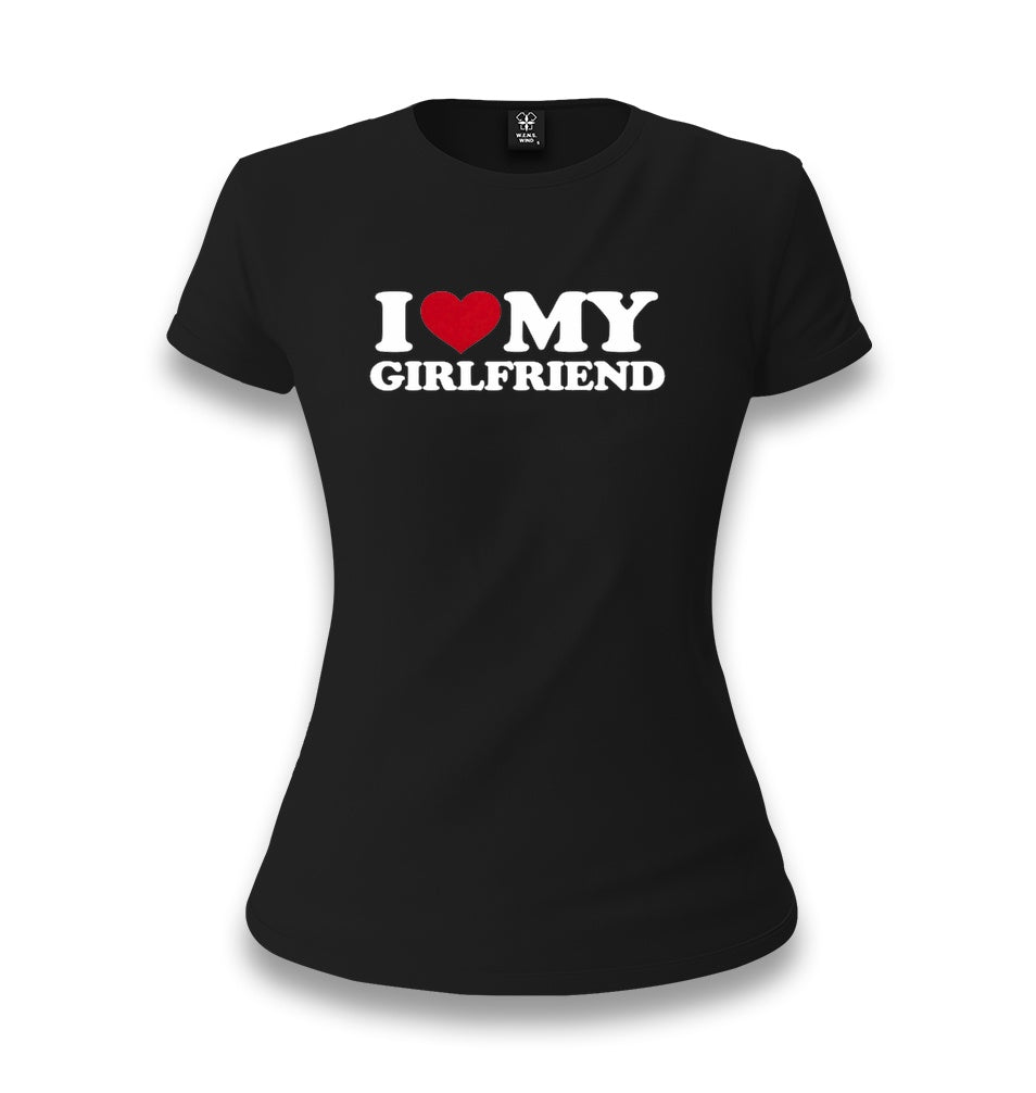 I Love My Girlfriend Women's Black T-shirt Graphic Print