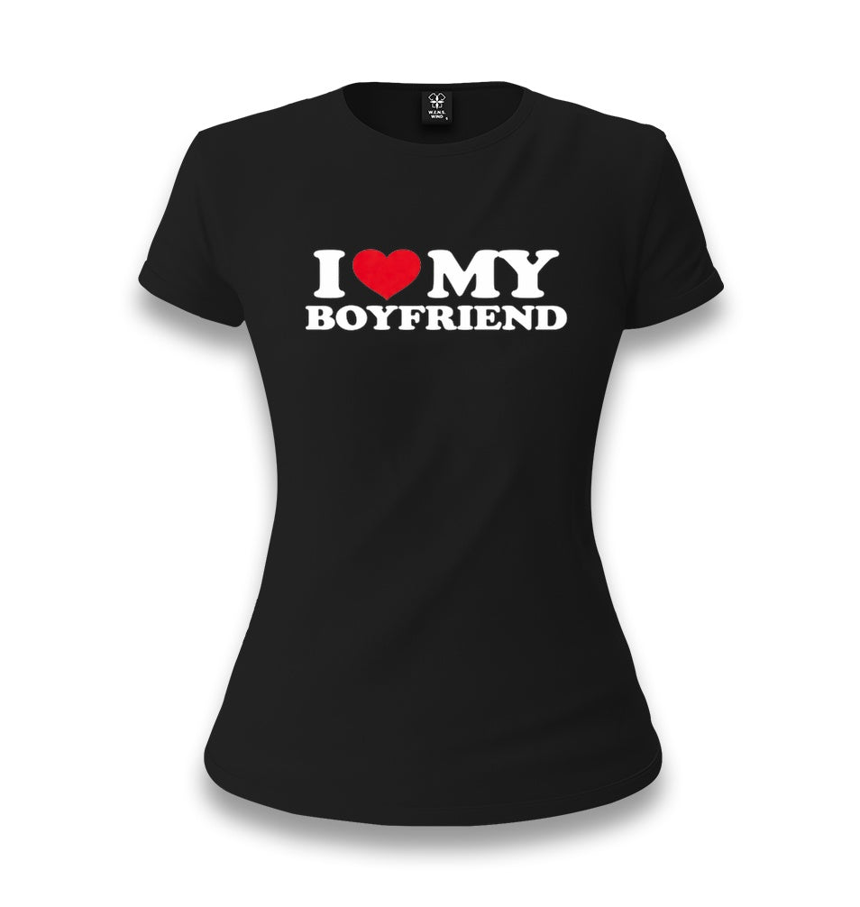I Love My Boyfriend Women's Black T-shirt Graphic Print