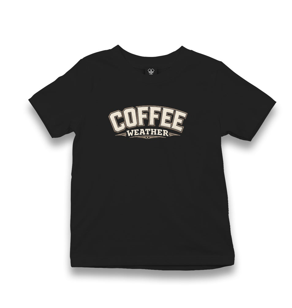 Coffee Weather Kid's Black T-shirt Graphic Print