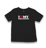 I Love My Girlfriend Kid's Black T-shirt Graphic Print