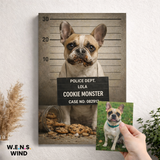 Personalized Dog Canvas Wall Art 30 x 40 cm “Pets Got Busted: Cookie Monster” Pet Portrait