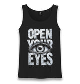 Open Your Eyes Unisex Black Tank Top