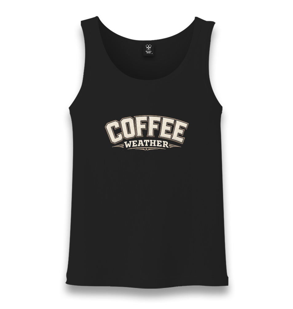 Coffee Weather Unisex Black Tank Top Graphic Print