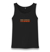 More Espresso Less Depresso Unisex Black Tank Top Graphic Print