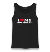 I Love My Boyfriend Unisex Black Tank Top Graphic Print