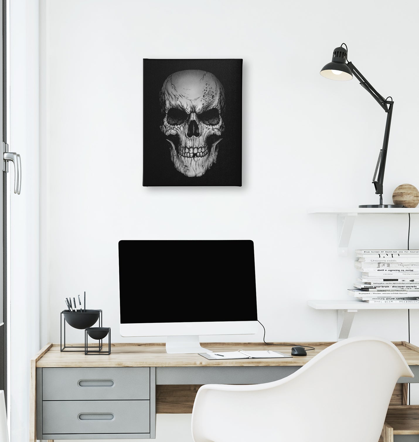 Skull - Smile Black Canvas Wall Art 35x40cm - Premium  from W.E.N.S. WIND - Just 7990! Shop now at W.E.N.S. WIND