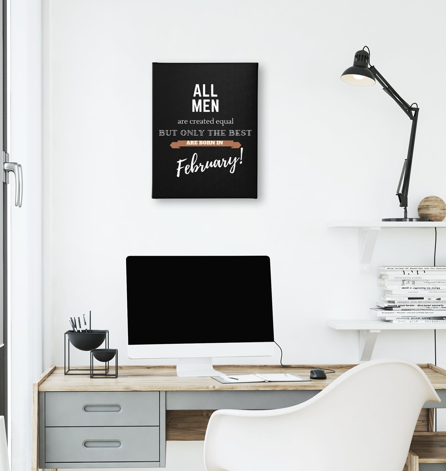 Best are Born in February Black Canvas Wall Art 35x40cm - Premium  from W.E.N.S. WIND - Just 7990! Shop now at W.E.N.S. WIND