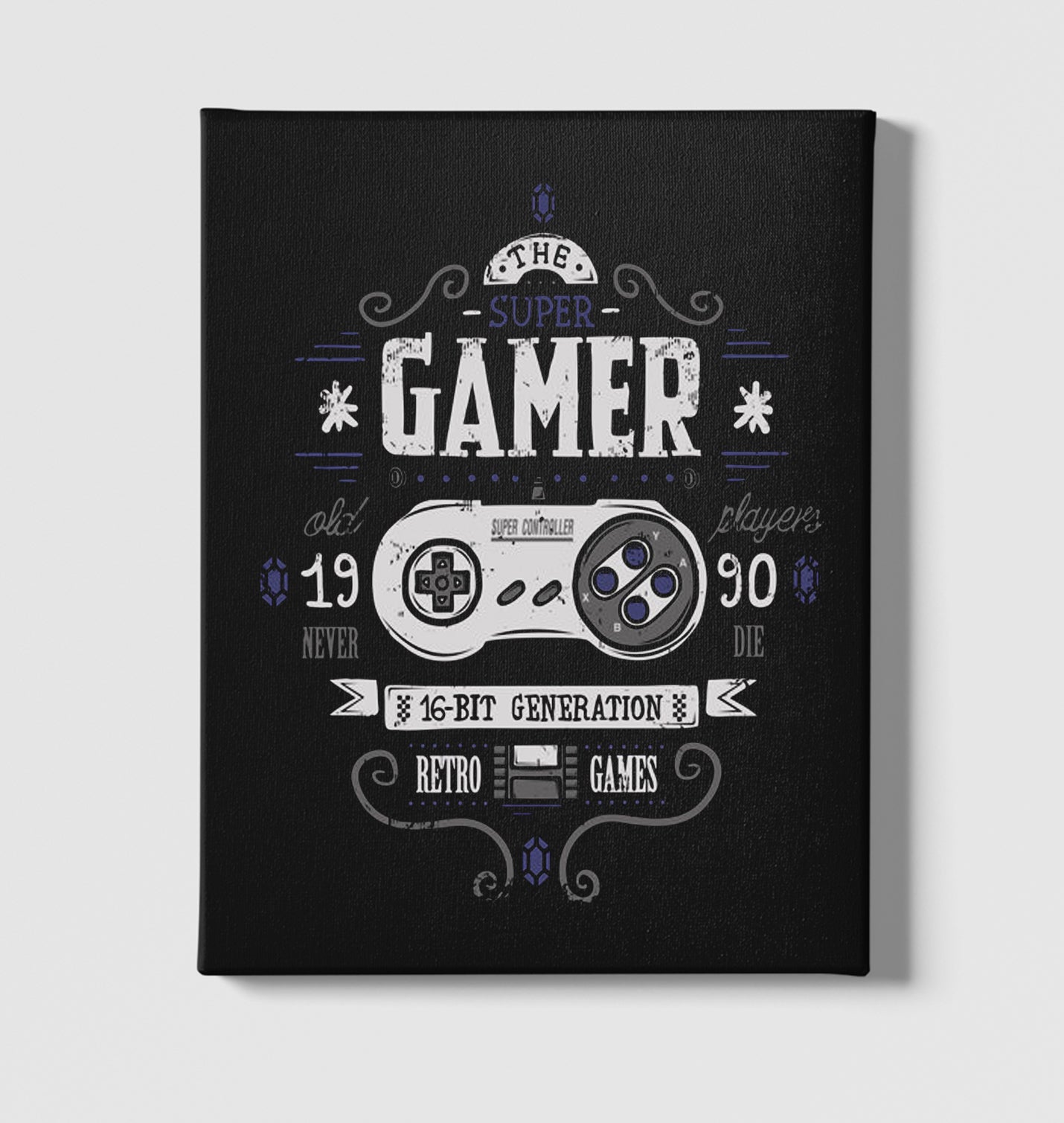 Gamer - 1990 Players Black Canvas Wall Art 35x40cm - Premium  from W.E.N.S. WIND - Just 7990! Shop now at W.E.N.S. WIND