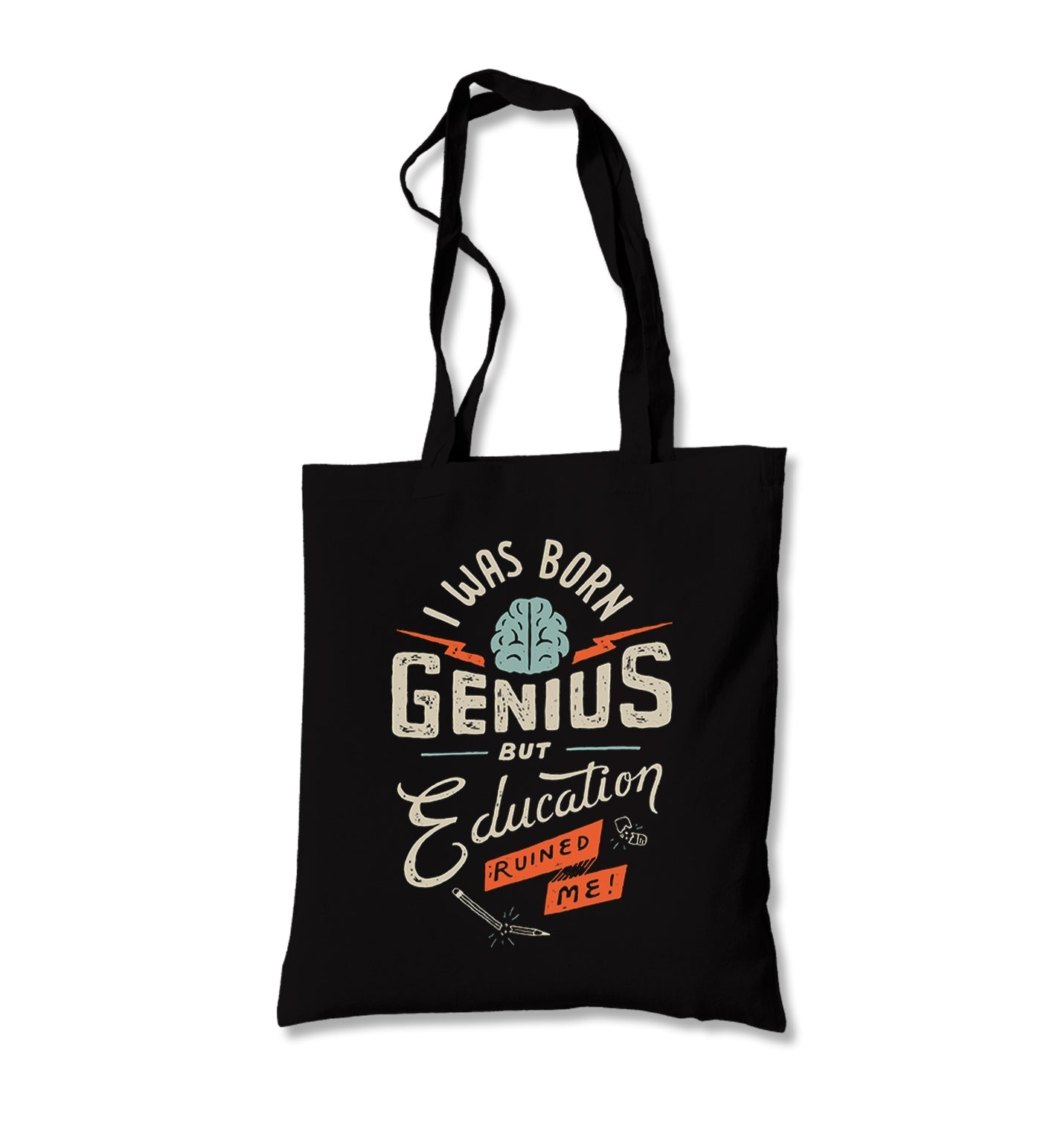 I Was Born Genius Canvas Totebag - Premium  from Wenswind - Just 4990! Shop now at W.E.N.S. WIND