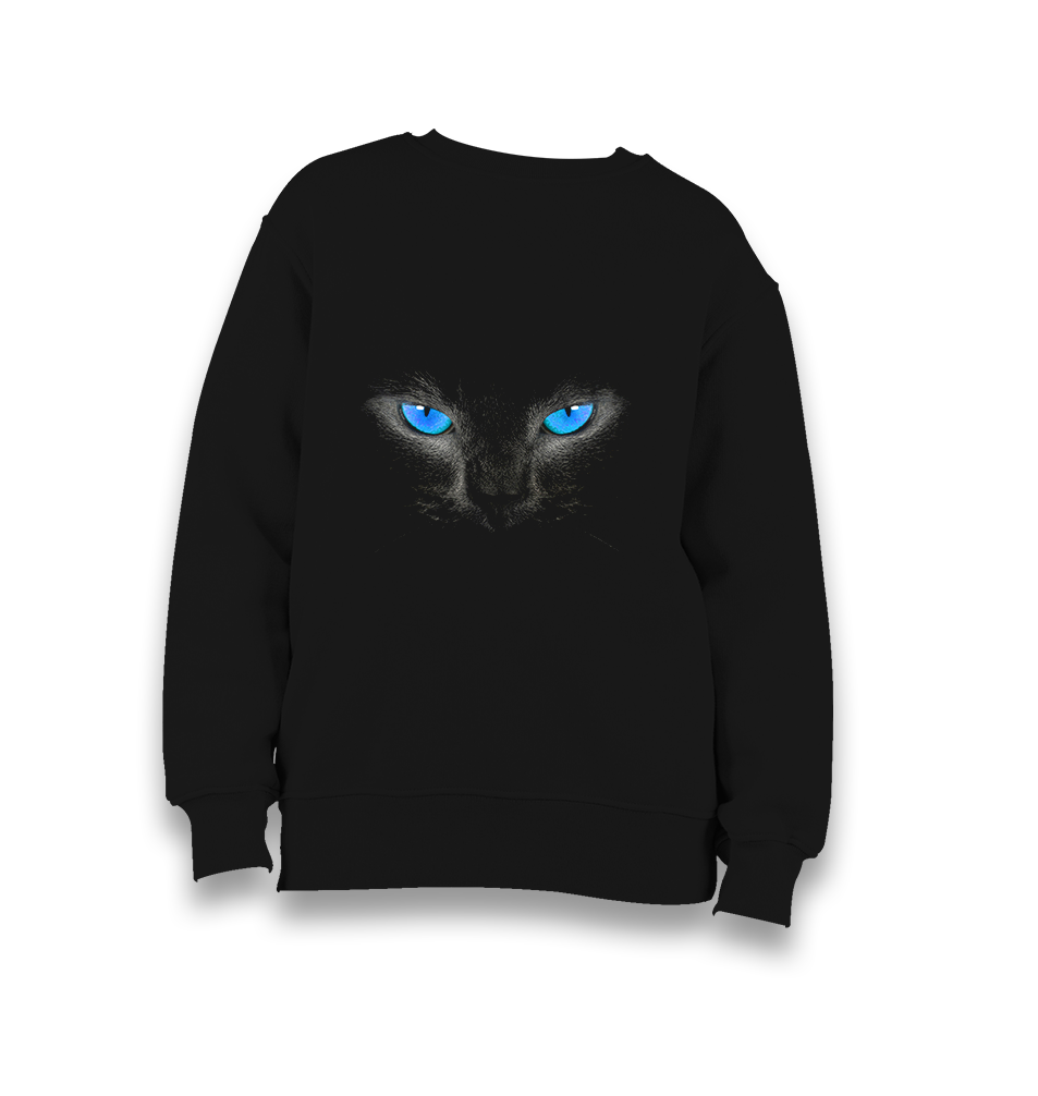 Cat Blue Eyes Kid's Black Sweatshirt - Premium  from W.E.N.S. WIND - Just 7990! Shop now at W.E.N.S. WIND