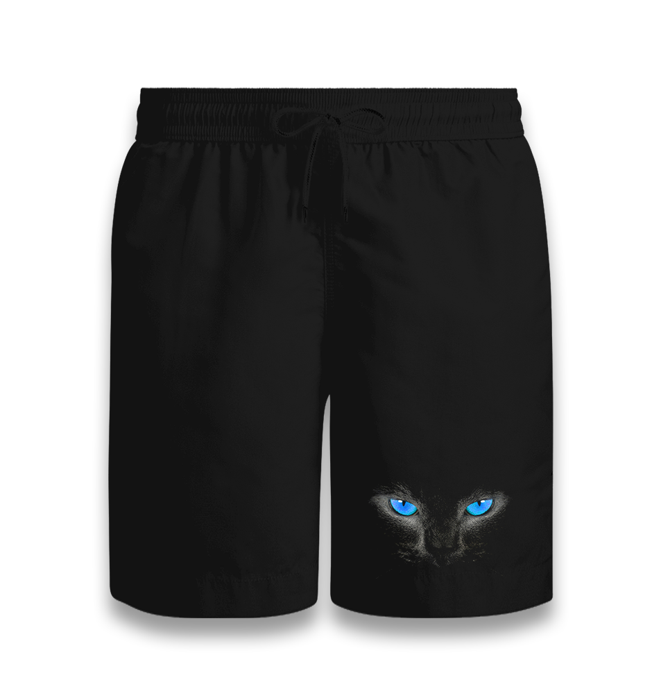 Cat Blue Eyes Black Shorts - Premium  from W.E.N.S. WIND - Just 7990! Shop now at W.E.N.S. WIND