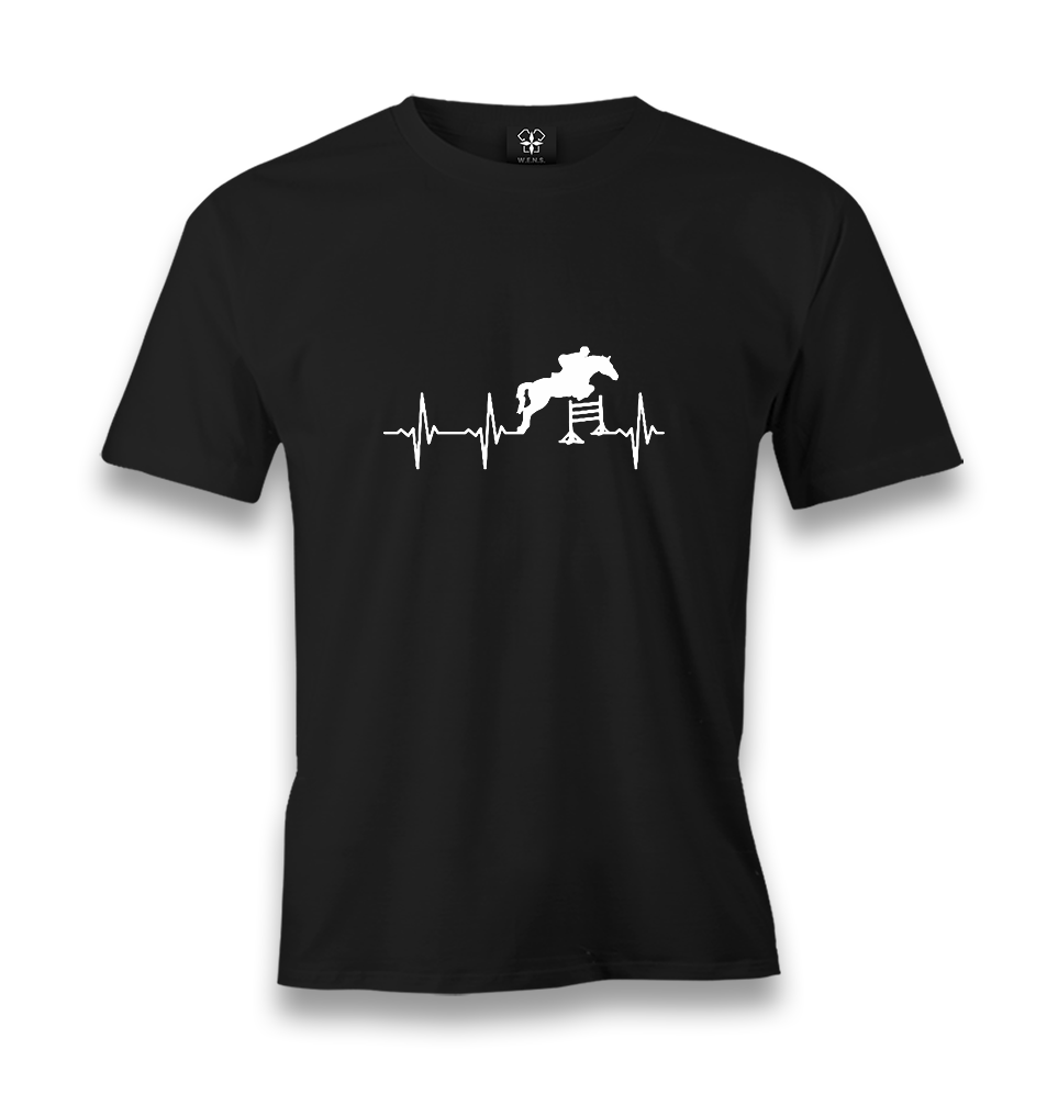 Horse Jumping Heart Beating Men's Black Tshirt - Premium  from W.E.N.S. WIND - Just 6490! Shop now at W.E.N.S. WIND