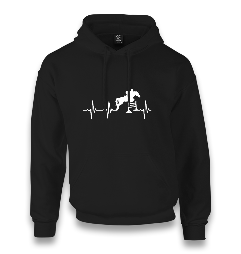 Horse Jumping Heart Beating Unisex Black Hoodie - Premium  from W.E.N.S. WIND - Just 11990! Shop now at W.E.N.S. WIND