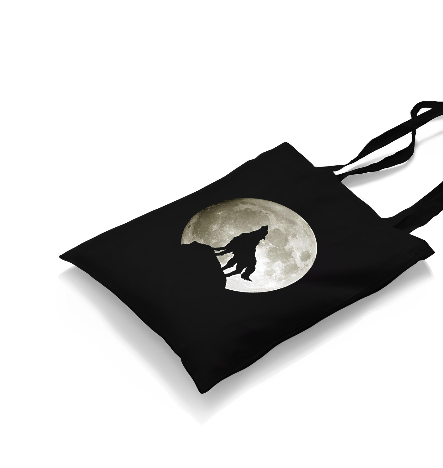 Wolf and Moon Black Canvas Totebag - Premium  from W.E.N.S. WIND - Just 4990! Shop now at W.E.N.S. WIND