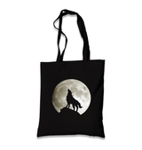 Wolf and Moon Black Canvas Totebag - Premium  from W.E.N.S. WIND - Just 4990! Shop now at W.E.N.S. WIND