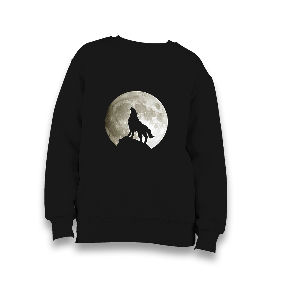 Wolf and Moon Kid's Black Sweatshirt - Premium  from W.E.N.S. WIND - Just 7990! Shop now at W.E.N.S. WIND