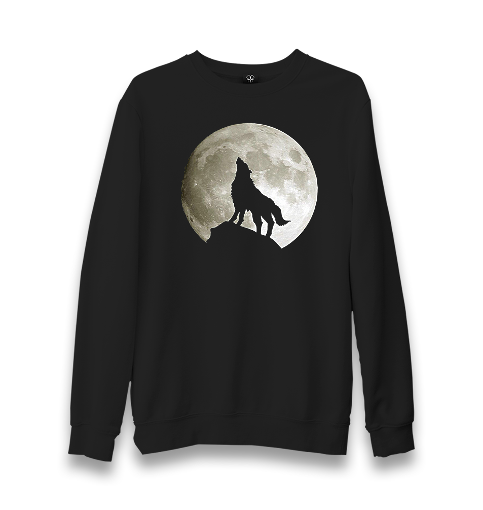 Wolf and Moon Unisex Black Sweatshirt - Premium  from W.E.N.S. WIND - Just 10990! Shop now at W.E.N.S. WIND