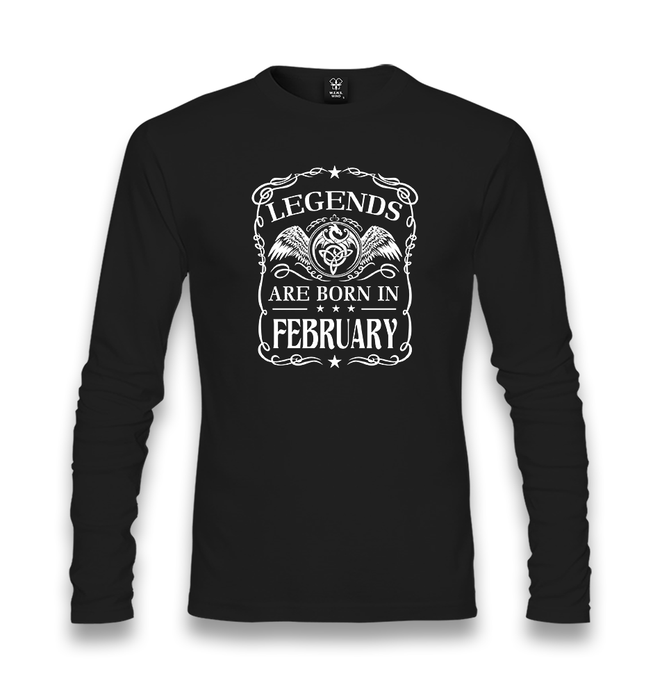 Legends are Born in February Unisex Black Longsleeve - Premium  from W.E.N.S. WIND - Just 7990! Shop now at W.E.N.S. WIND