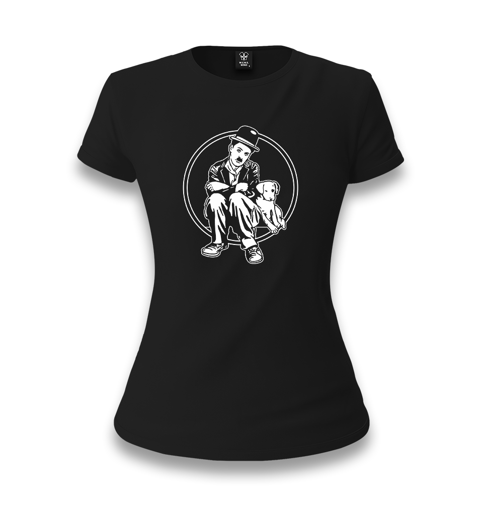 Charlie Chaplin-Dog's Life Women's Black T-shirt - Premium  from W.E.N.S. WIND - Just 6490! Shop now at W.E.N.S. WIND