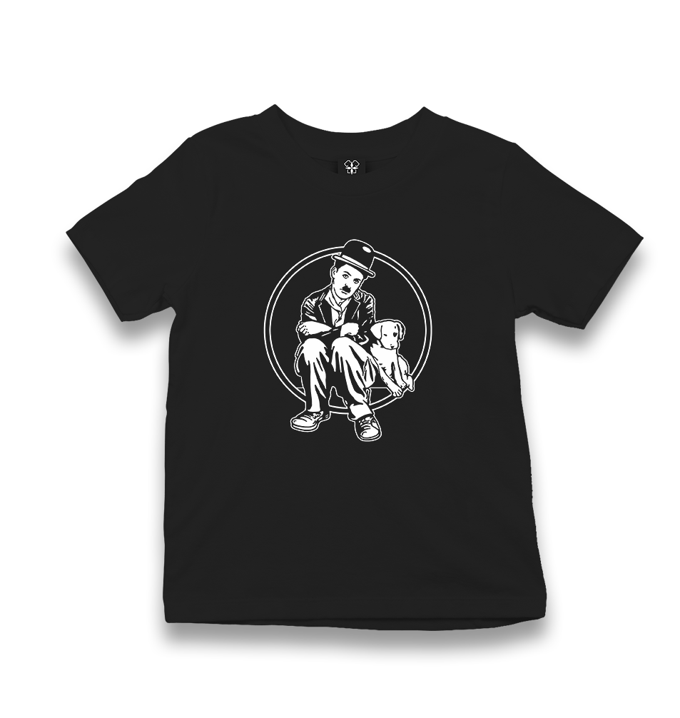 Charlie Chaplin-Dog's Life Kid's Black T-shirt - Premium  from W.E.N.S. WIND - Just 5990! Shop now at W.E.N.S. WIND