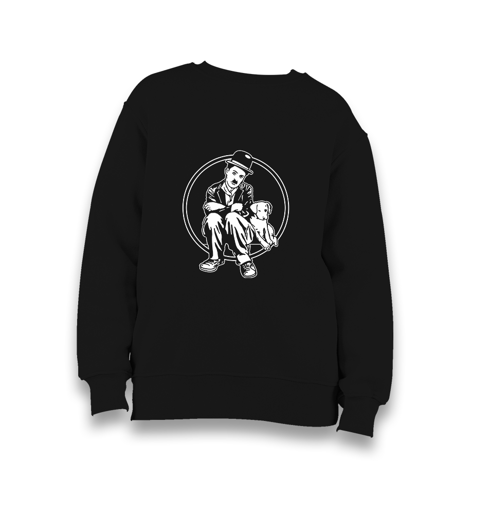 Charlie Chaplin-Dog's Life Kid's Black Sweatshirt - Premium  from W.E.N.S. WIND - Just 7990! Shop now at W.E.N.S. WIND