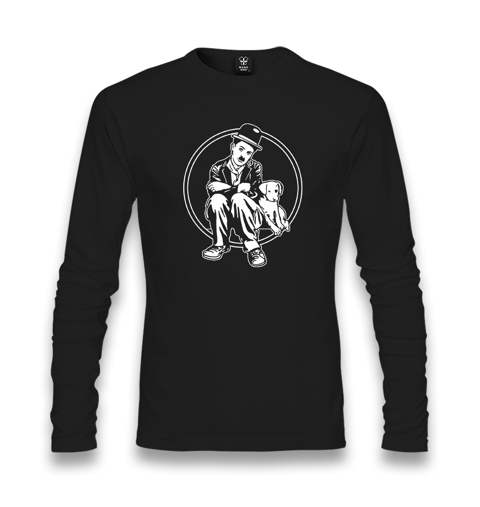 Charlie Chaplin-Dog's Life Unisex Black Longsleeve - Premium  from W.E.N.S. WIND - Just 7990! Shop now at W.E.N.S. WIND