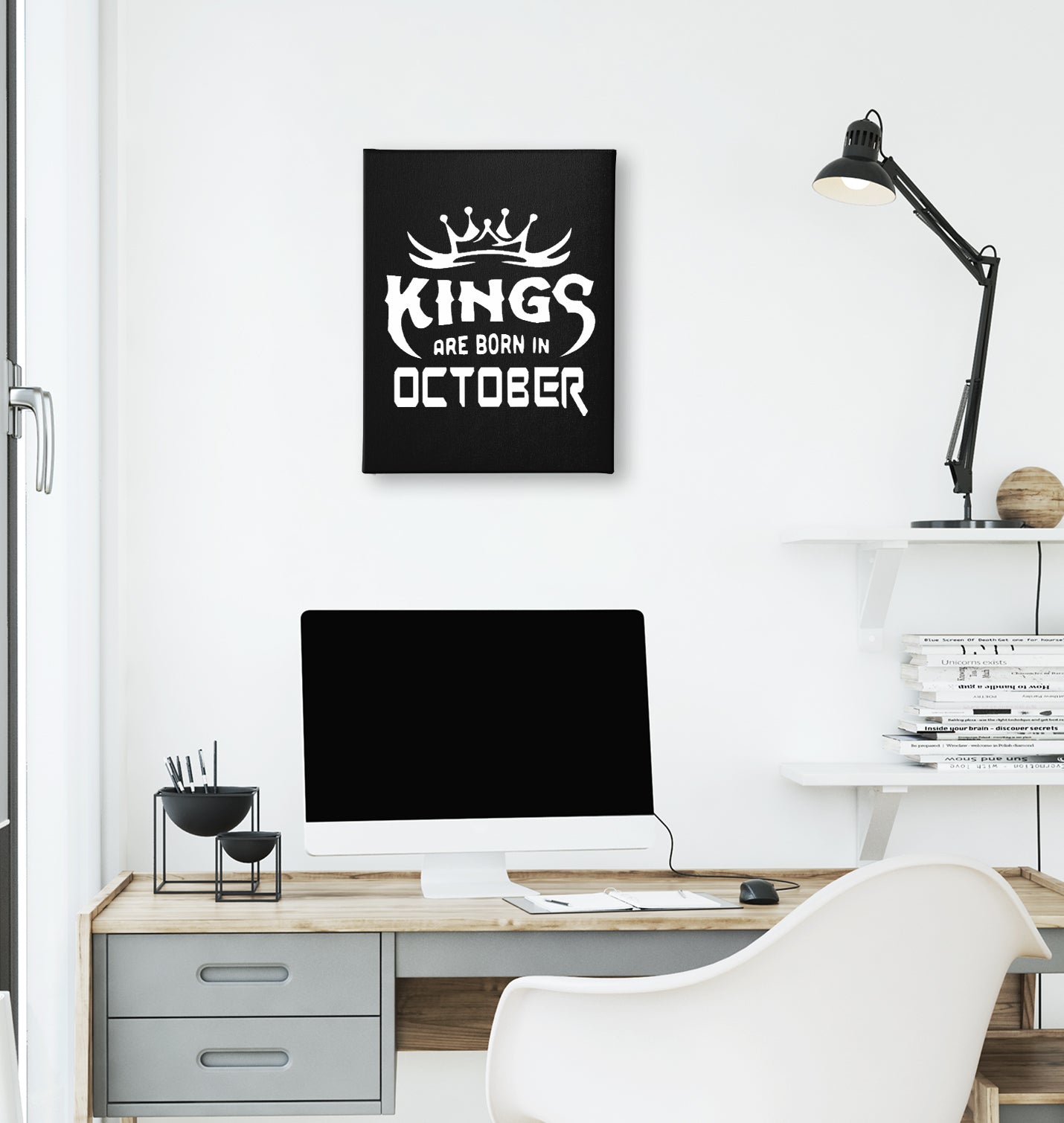 Kings Born in October - Logo Black Canvas Wall Art 35x40cm - Premium  from W.E.N.S. WIND - Just 7990! Shop now at W.E.N.S. WIND