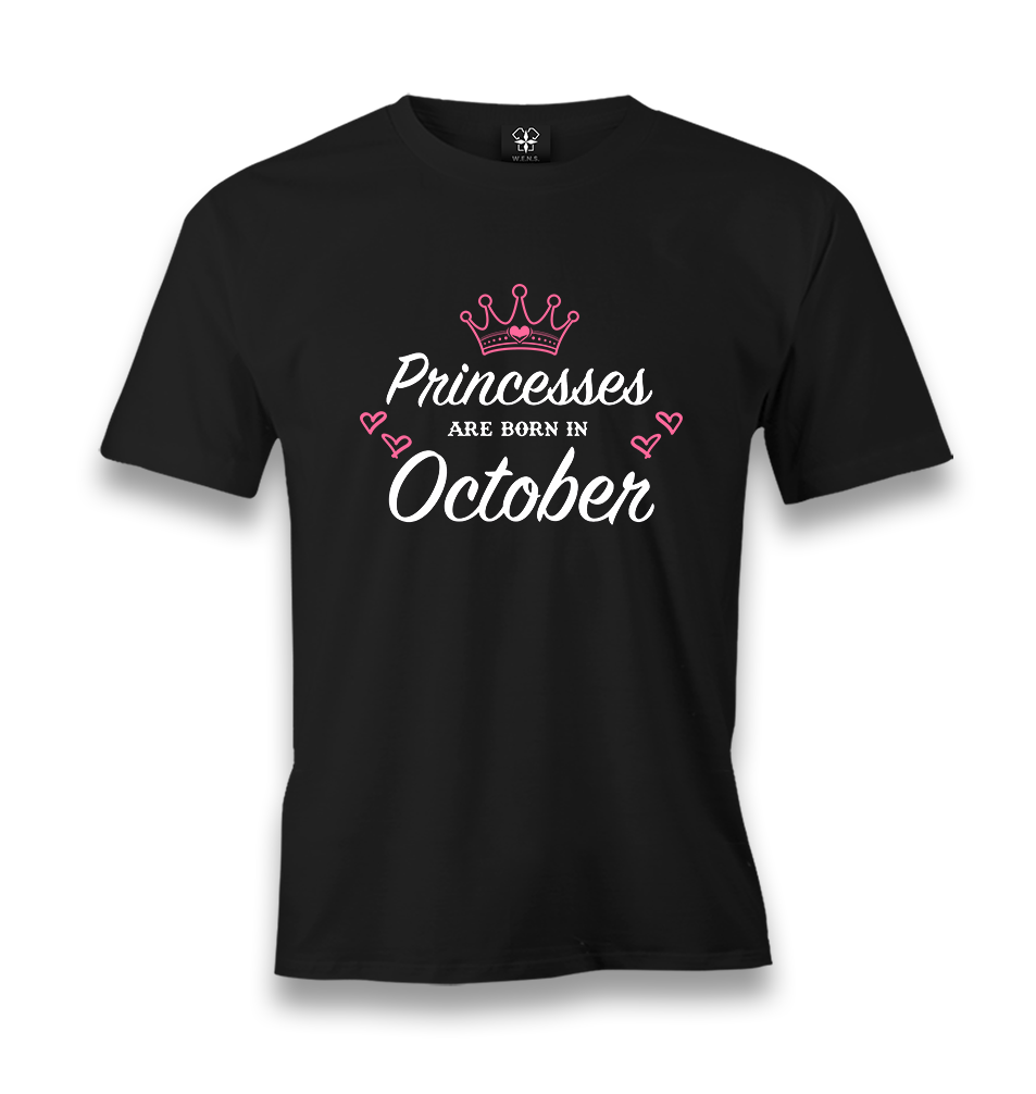 Princess Born in October-Heart Men's Black Tshirt - Premium  from W.E.N.S. WIND - Just 6490! Shop now at W.E.N.S. WIND