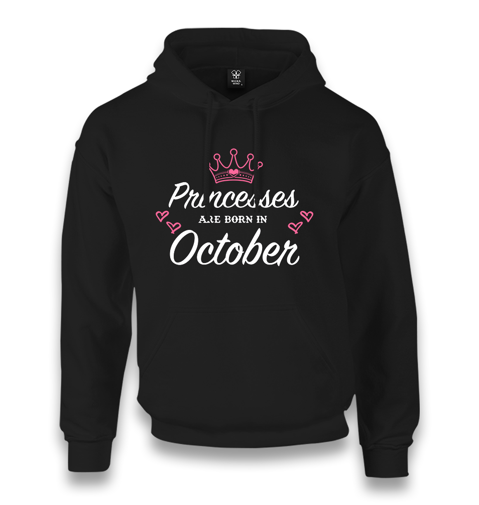 Princess Born in October-Heart Unisex Black Hoodie - Premium  from W.E.N.S. WIND - Just 11990! Shop now at W.E.N.S. WIND