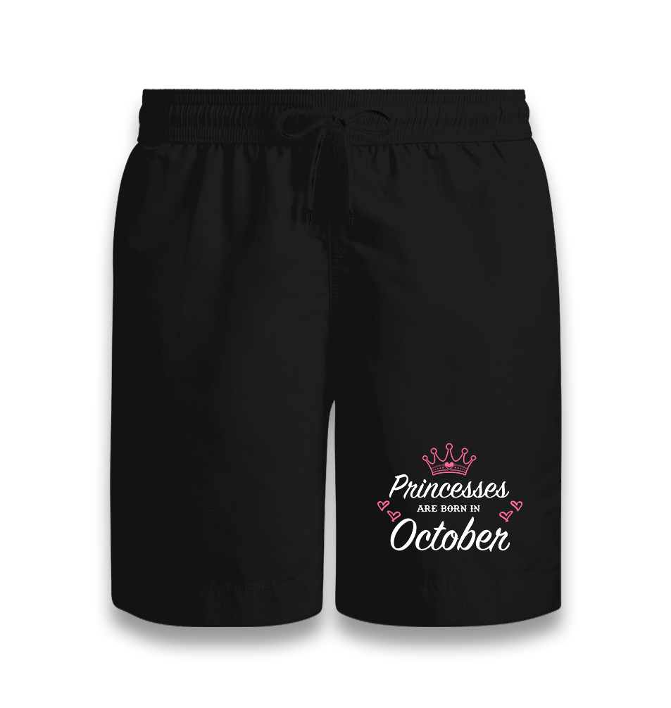 Princess Born in October-Heart Black Shorts - Premium  from W.E.N.S. WIND - Just 7990! Shop now at W.E.N.S. WIND